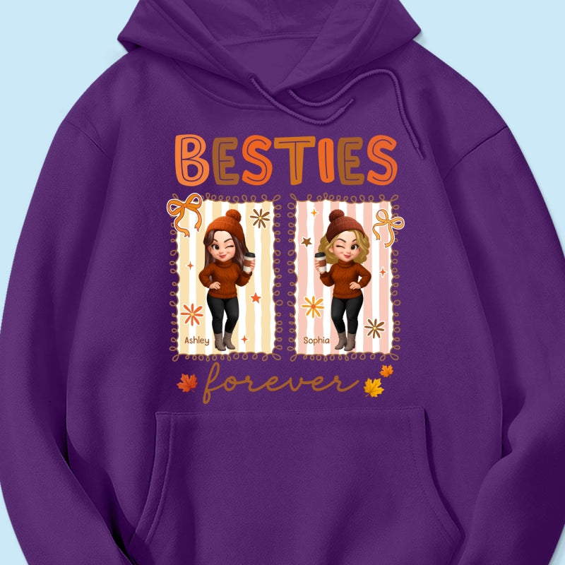 Besties Sisters Forever Fall Season Coquette Bow Personalized Sweatshirt