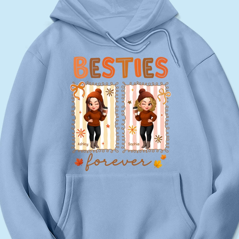 Besties Sisters Forever Fall Season Coquette Bow Personalized Sweatshirt