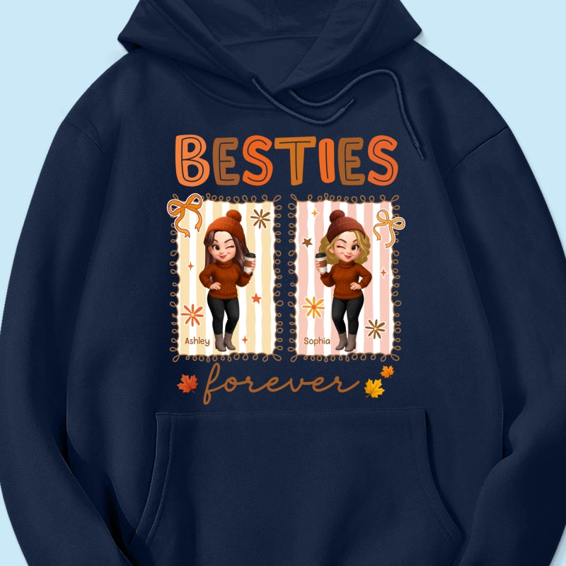 Besties Sisters Forever Fall Season Coquette Bow Personalized Sweatshirt