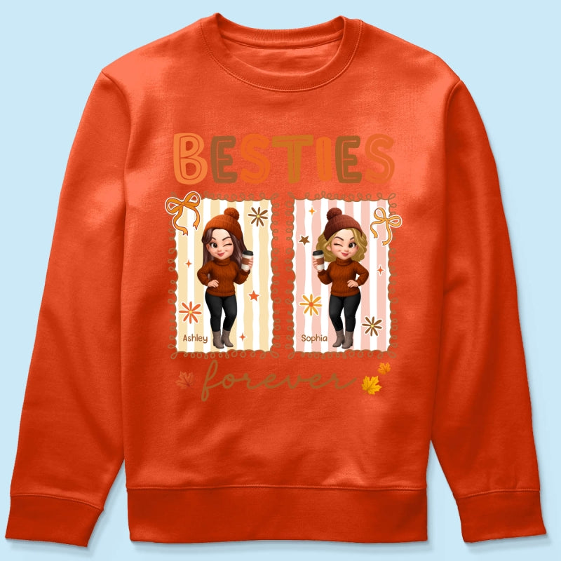 Besties Sisters Forever Fall Season Coquette Bow Personalized Sweatshirt