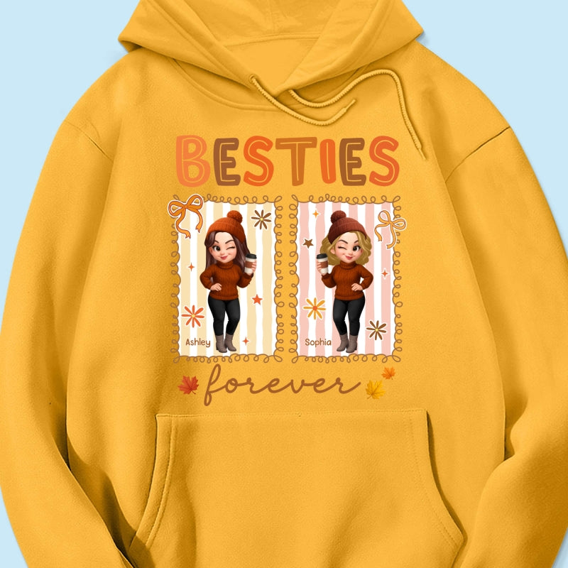 Besties Sisters Forever Fall Season Coquette Bow Personalized Sweatshirt