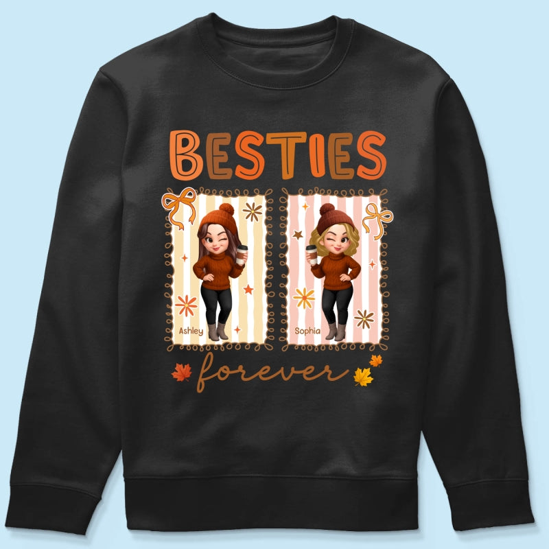 Besties Sisters Forever Fall Season Coquette Bow Personalized Sweatshirt