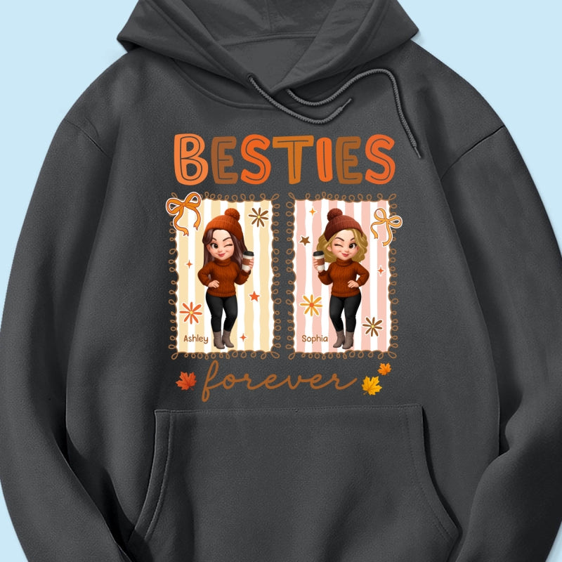 Besties Sisters Forever Fall Season Coquette Bow Personalized Sweatshirt