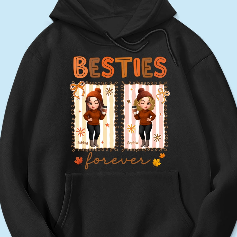 Besties Sisters Forever Fall Season Coquette Bow Personalized Sweatshirt