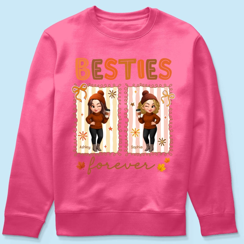 Besties Sisters Forever Fall Season Coquette Bow Personalized Sweatshirt