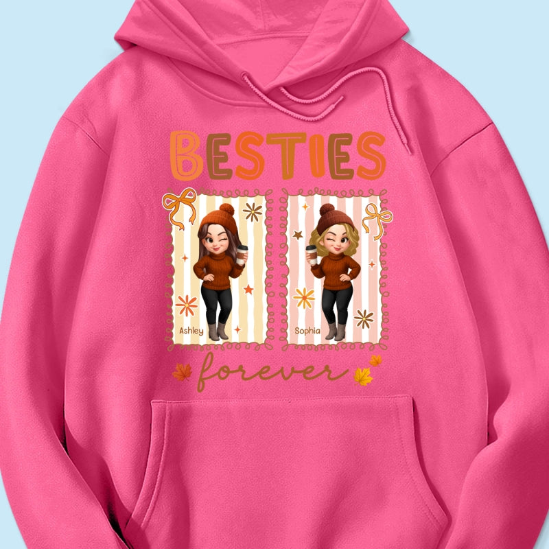 Besties Sisters Forever Fall Season Coquette Bow Personalized Sweatshirt