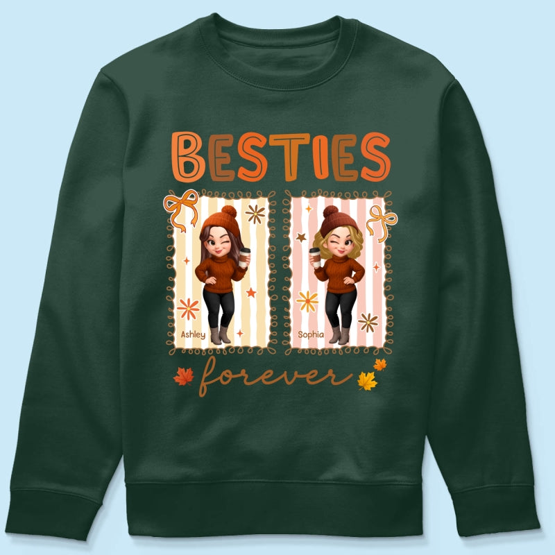 Besties Sisters Forever Fall Season Coquette Bow Personalized Sweatshirt