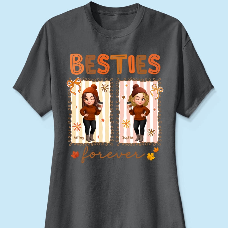 Besties Sisters Forever Fall Season Coquette Bow Personalized Sweatshirt