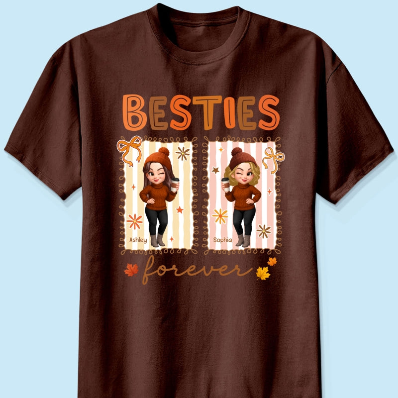 Besties Sisters Forever Fall Season Coquette Bow Personalized Sweatshirt