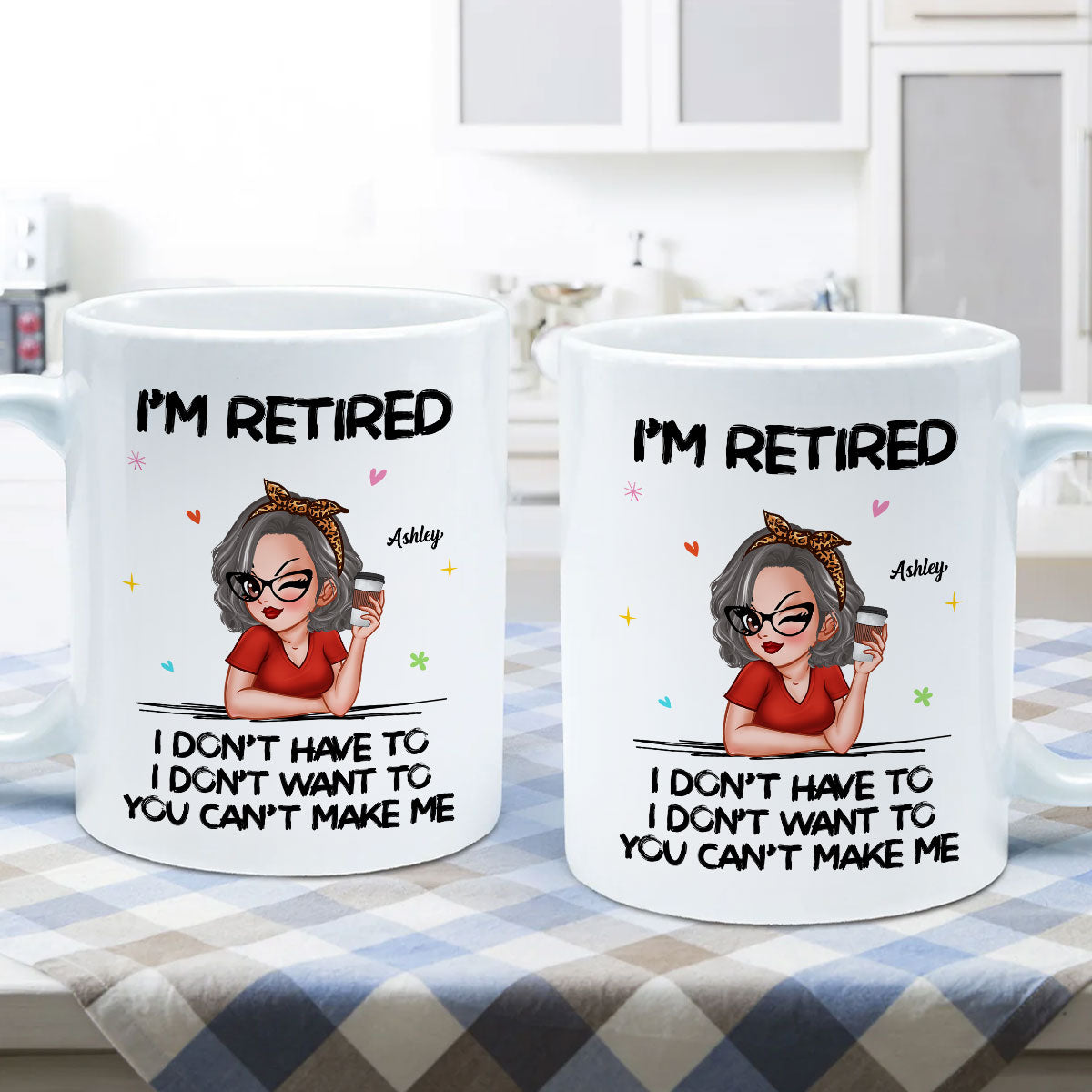 I‘m Retired You Can’t Make Me Personalized Mug, Funny 2025 Retirement Gift