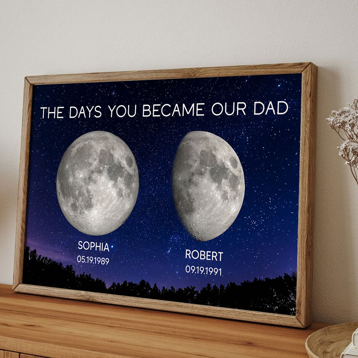 Galaxy Night Custom Birth Moon Phase The Days You Became Our Dad Personalized Poster| Heartfelt Father's Day Gift For Dad, Husband