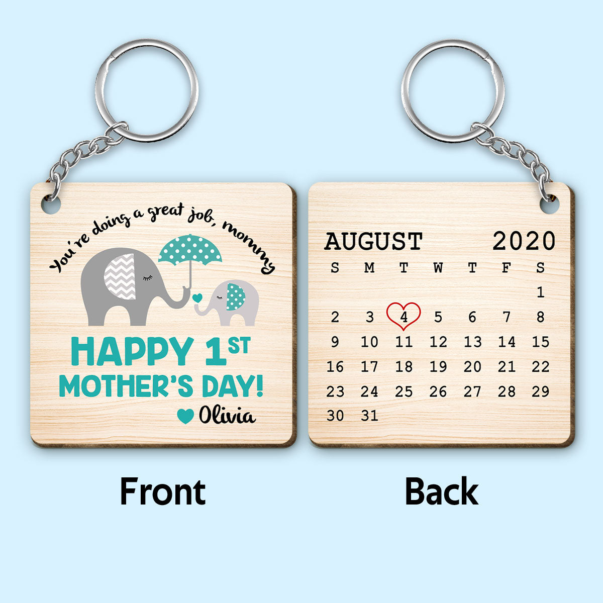Great Job Mommy Mother‘s Day Gift New Born New Mom Personalized Wooden Keychain