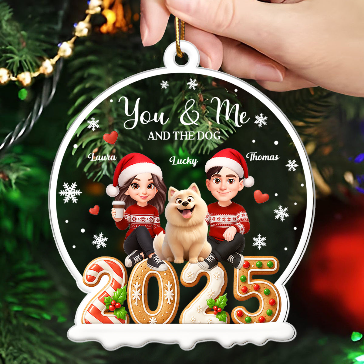 You & Me And The Fur Babies 2025 - Personalized Acrylic Ornament - Chrismas Gift for Couple, for Her, for Him