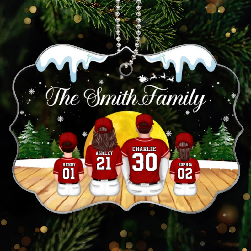 Christmas Baseball Family Sitting Personalized Acrylic Ornament