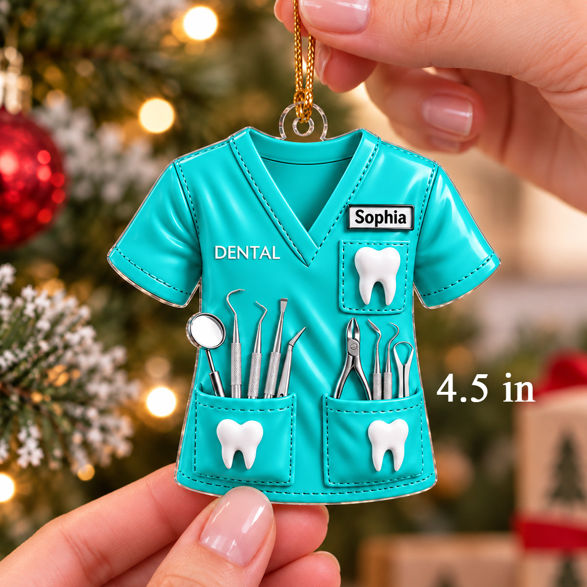 Dentist Uniform Custom Name - Personalized Acrylic Ornament - Christmas Gift for Wife, Daughter, Best Friends