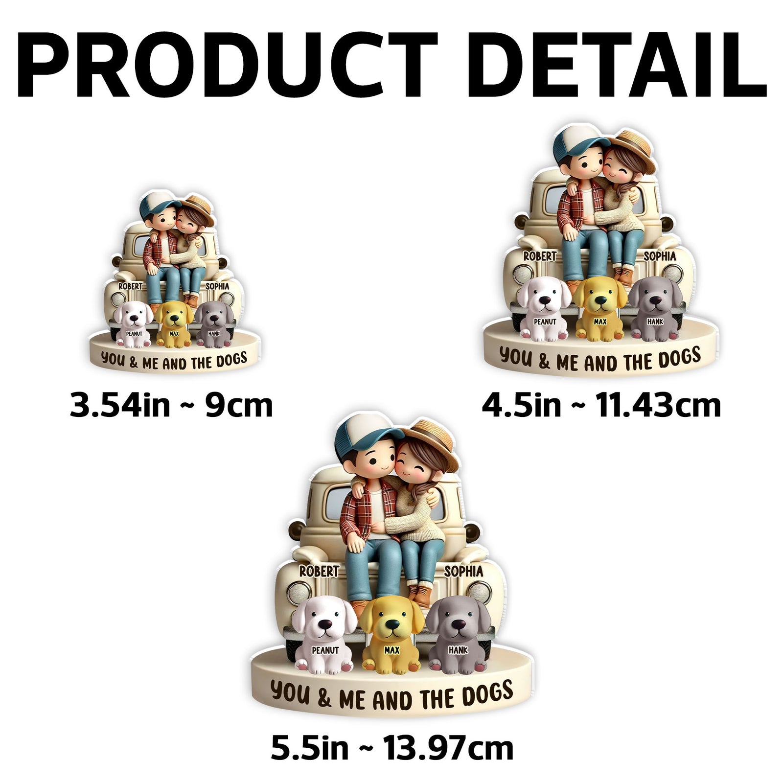 3D Effect Couple On Truck You Me And The Dog Cats Personalized Fridge Magnet, Heartfelt Gift For Couple, For Dog Lovers, Cat Lovers, Pet Lovers