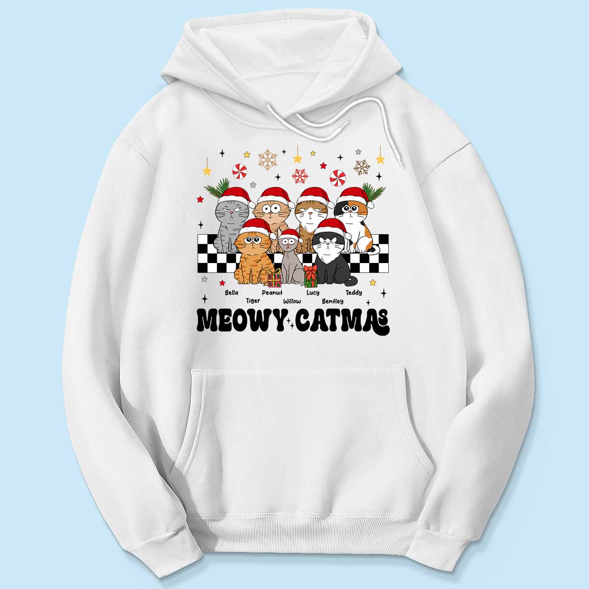 Meowy Catmas Cat Mom Vintage Style Personalized Christmas Shirt