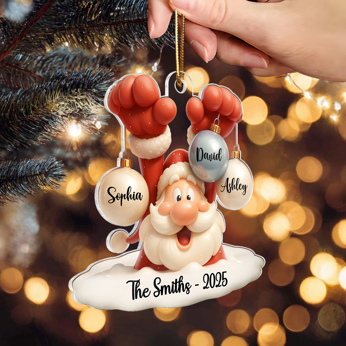 Family Name Christmas Santa Personalized Ornament, Gift for Family, Acrylic Ornament
