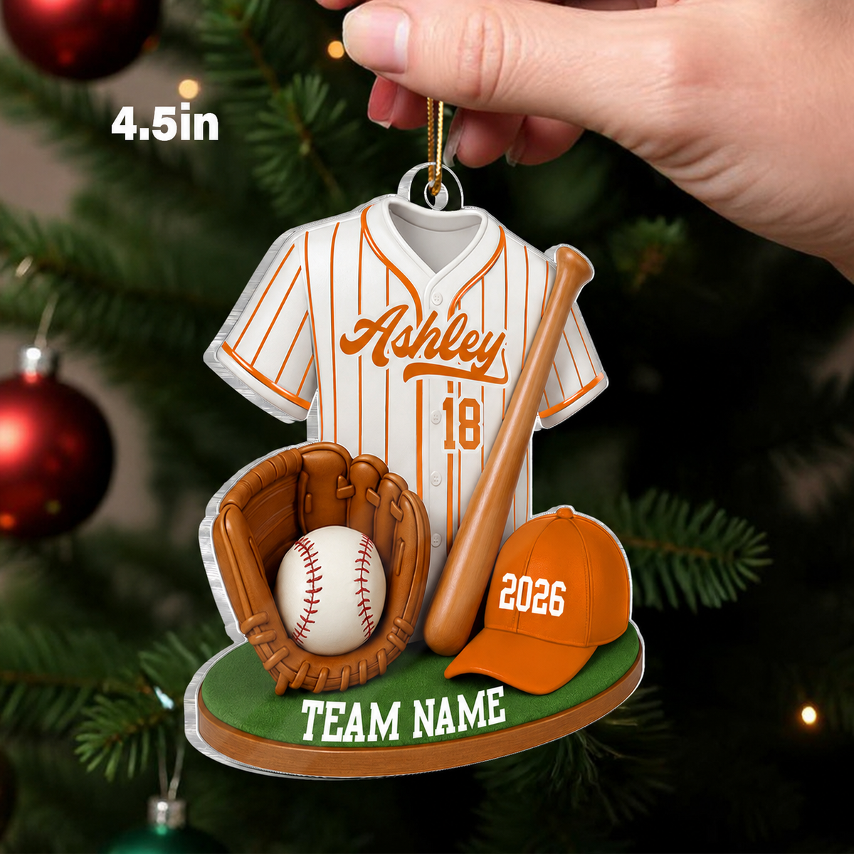 Baseball Softball Kit 3D Effect - Personalized Acrylic Ornament - Christmas Gift for Son, Daughter, Grandkids