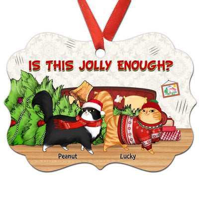 Is This Jolly Enough Cartoon Walking Cat Personalized Christmas Ornament