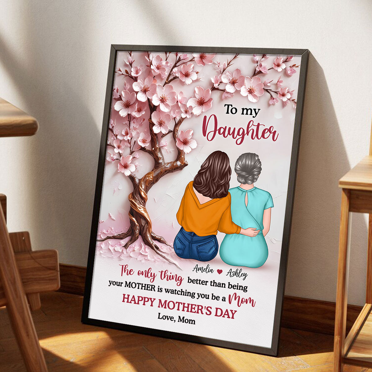 3D Effect Blossom Tree To My Daughter Personalized Poster, Mother's Day gift for Daughters