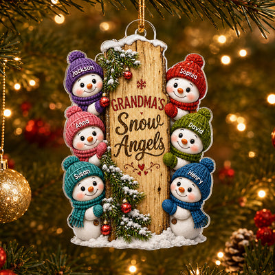 Grandma's Snow Angels - Personalized Acrylic Ornament - Christmas Gift for Grandma