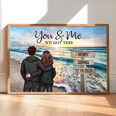 Couple Street Sign Beach Landscape - Personalized Poster - Heartfelt Couple Gift for him, for her