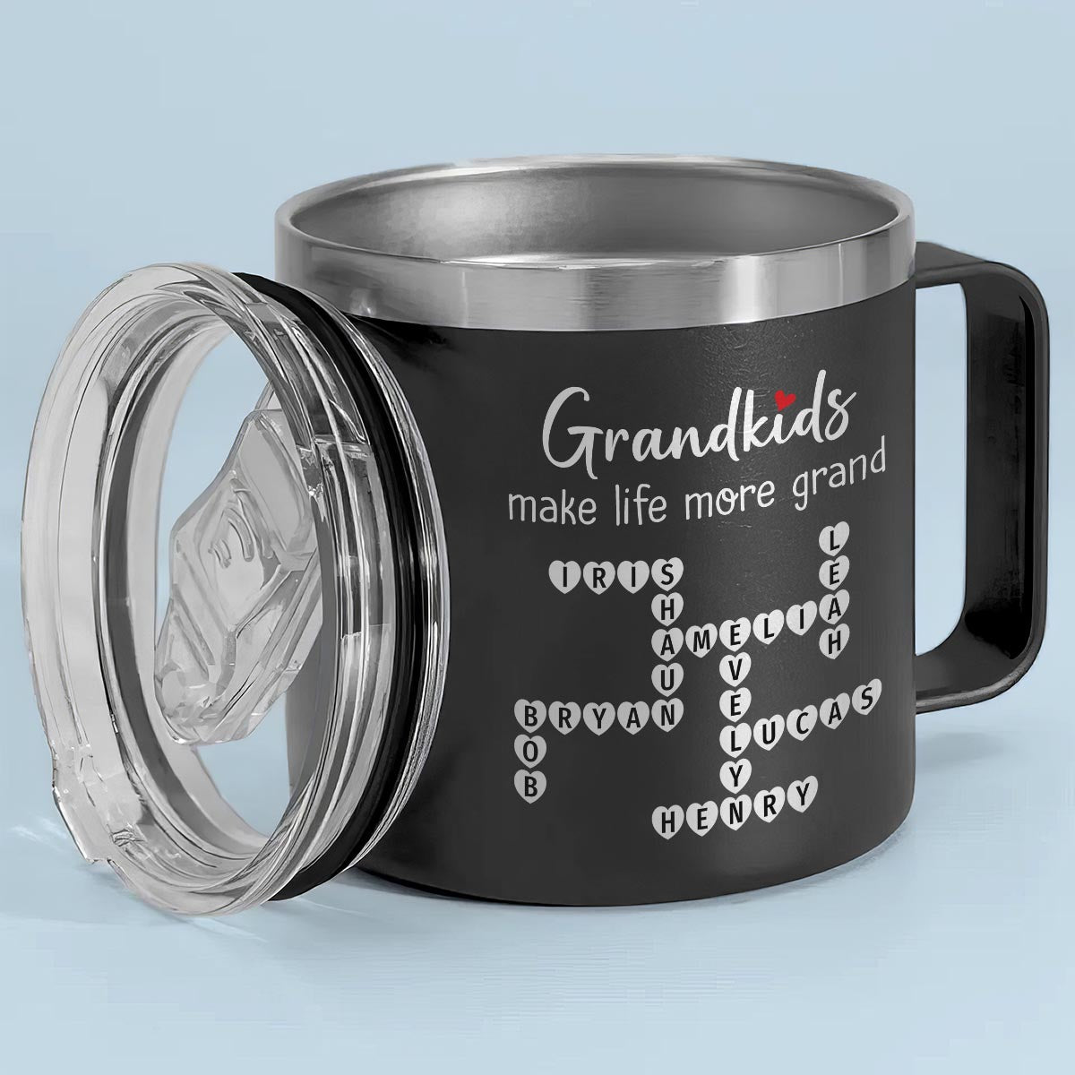 The Greatest Gift You Ever Know Crossword Puzzle Art Gift For Grandma Personalized Stainless Steel Tumbler With Handle