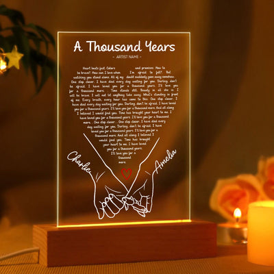 Couple Song Vinyl Heart Shaped Lyrics, Personalized LED Night Light,  Gift for her, Gift for him