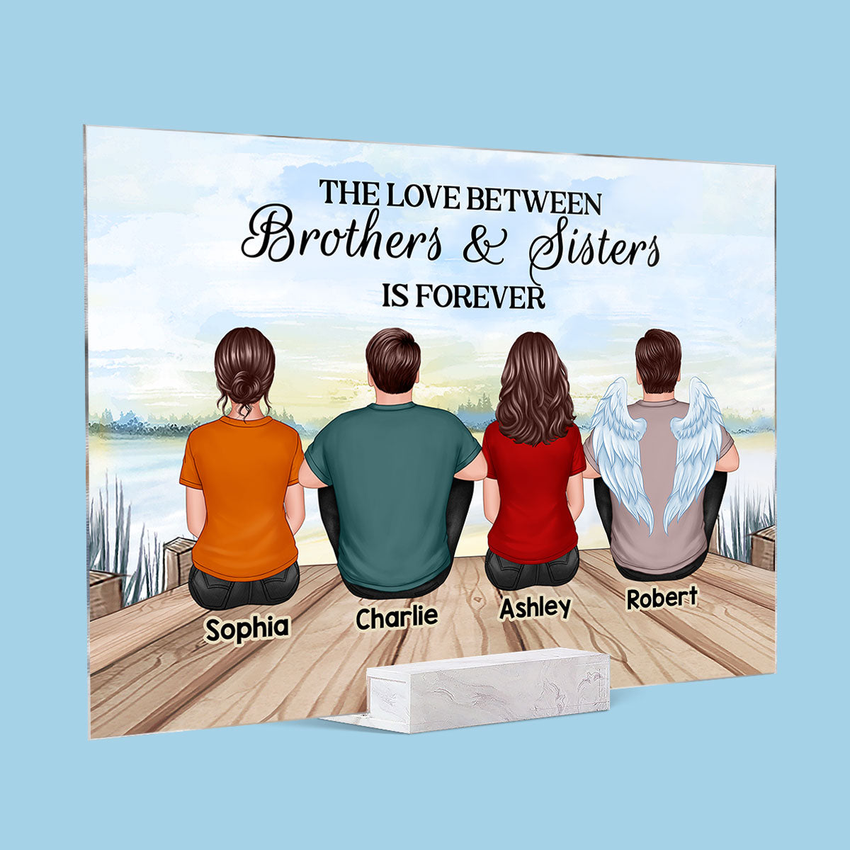 The Love Between Brothers Sisters Family Is Forever Back View Personalized Rectangle Acrylic Plaque
