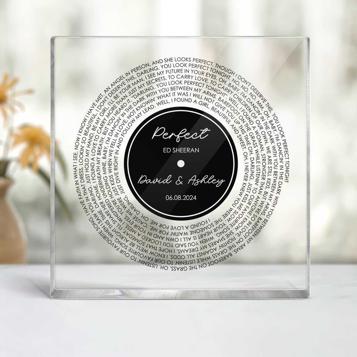 Custom Couple Favorite Song Vinyl Record Personalized Square Acrylic Block Plaque, Heartfelt 2025  Gift For Couple, For Him, For Her