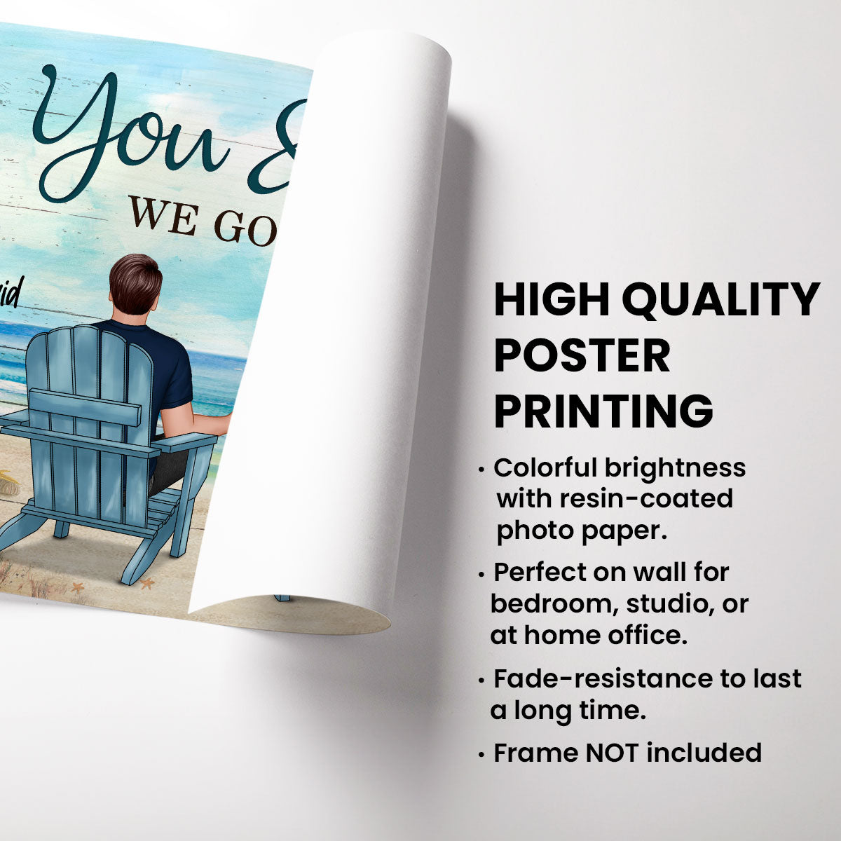 Couple Sitting Beach Landscape You & Me We Got This - Personalized Poster - Anniversary Gift For Him, Gift For Her