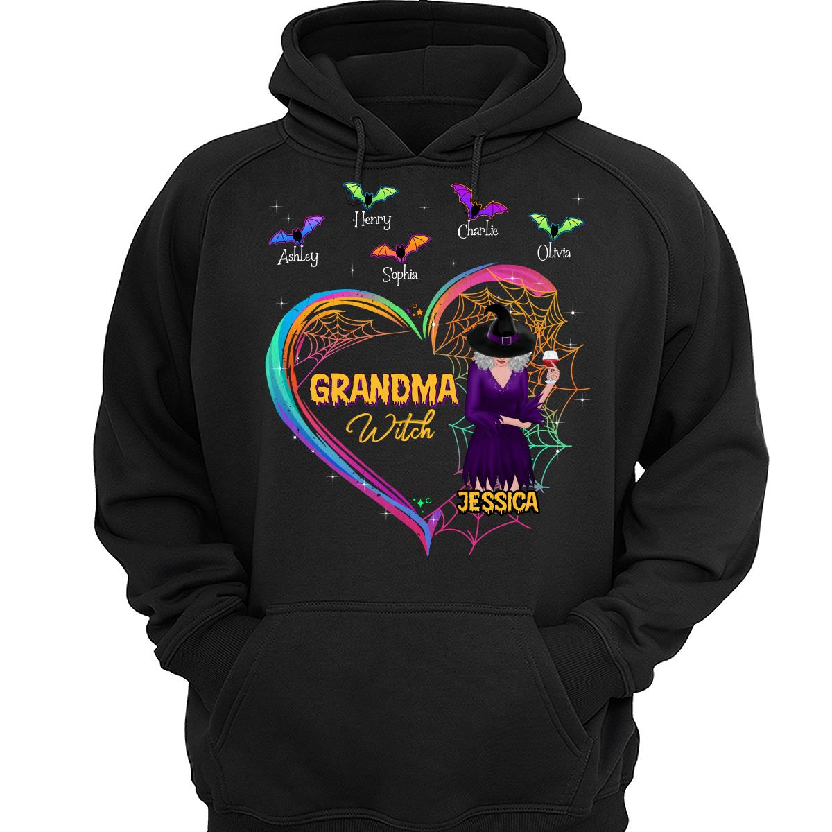 Heart Grandma Mom With And Bats Kids Names Halloween Personalized Shirt