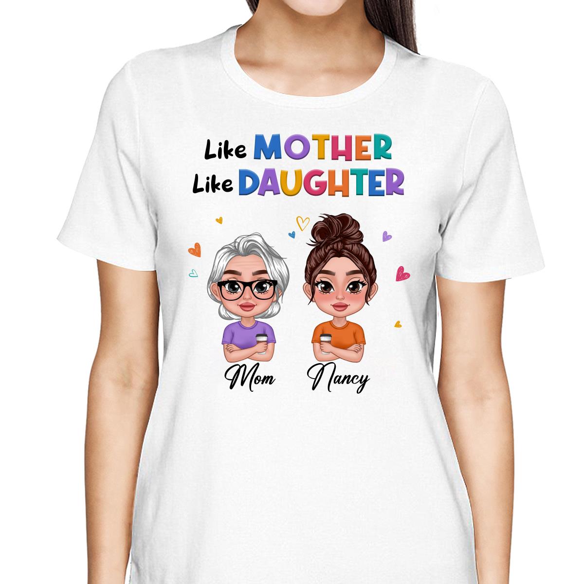 Like Mother Like Daughter Colorful Pattern Doll Women Thick Lips Personalized Shirt
