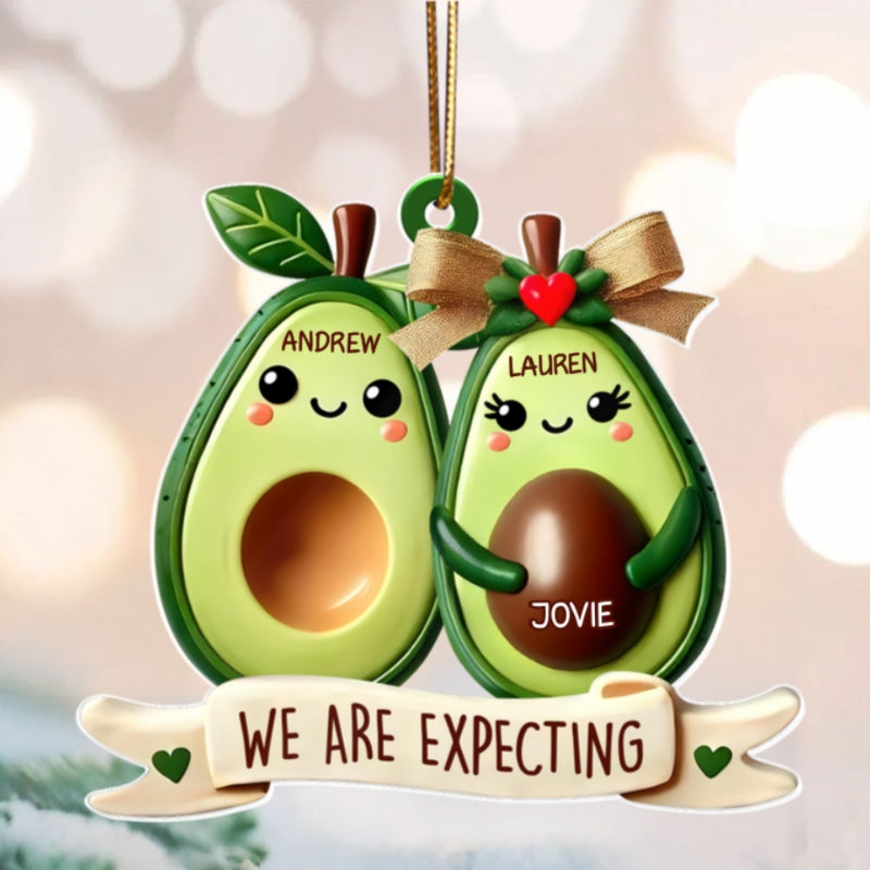Avocado Expecting Parents With Kids Personlized Acrylic Ornament, Christmas Gift For New Mom New Parents