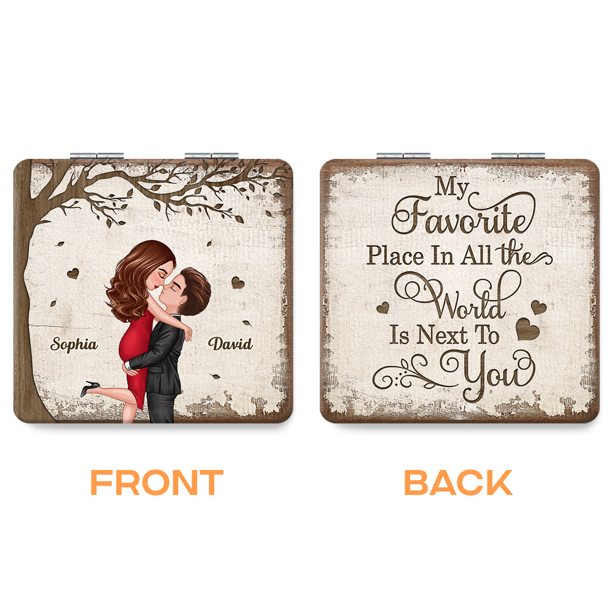 Favorite Place In The World Couple Kissing Personalized Compact Mirror