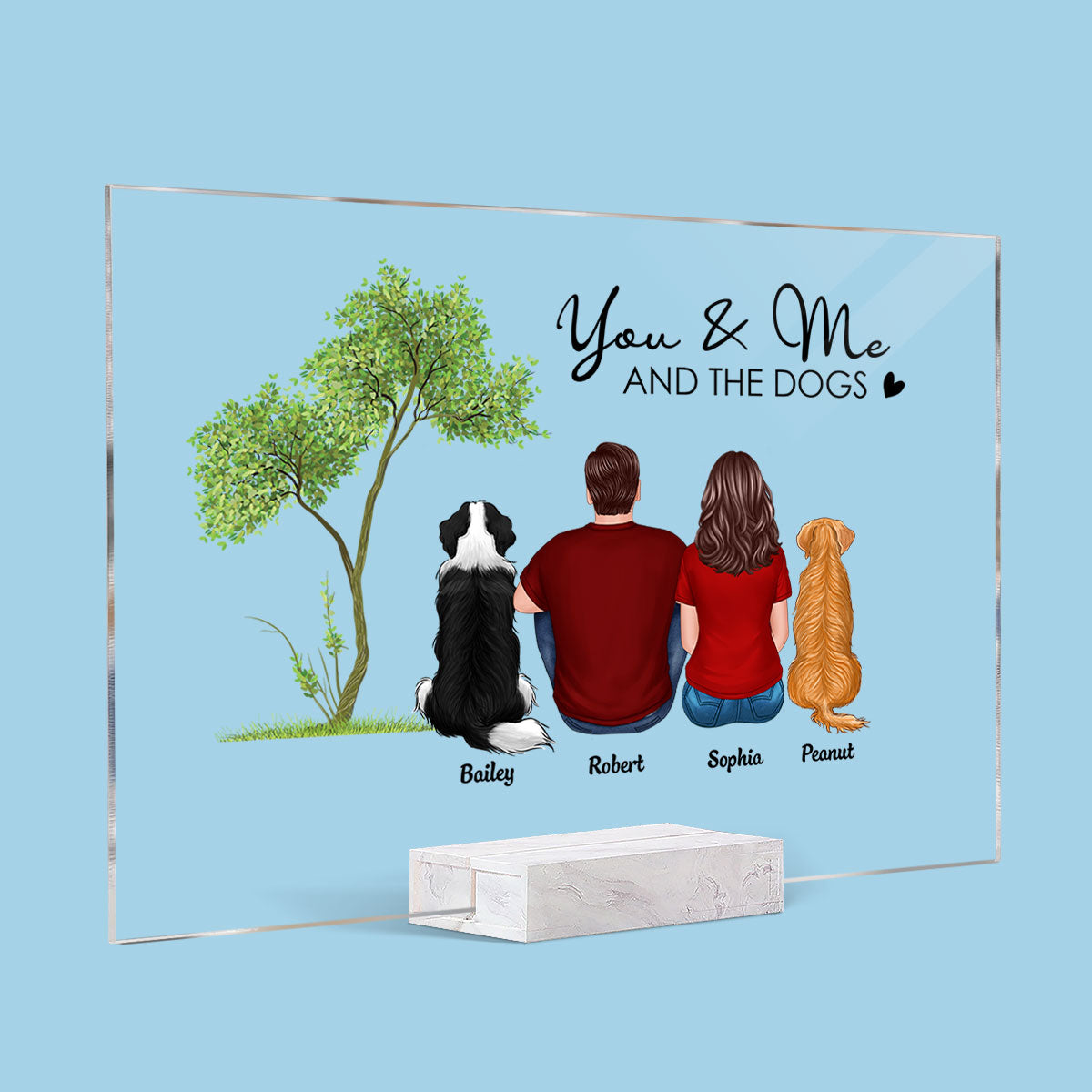 Couple & Dogs Back View Gift For Dog Lover Personalized Acrylic Plaque