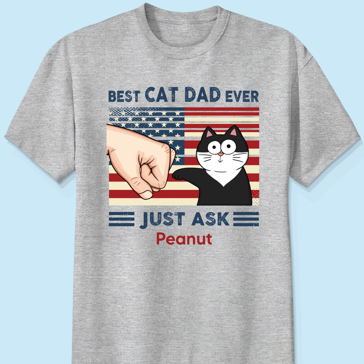 Best Cat Dad Ever Nation Flag Fist Bump Funny Cute Cats Personalized Shirt