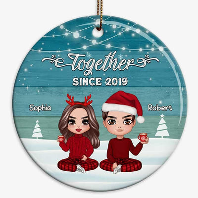 Blue Palette Couple Together Since Personalized Circle Ornament