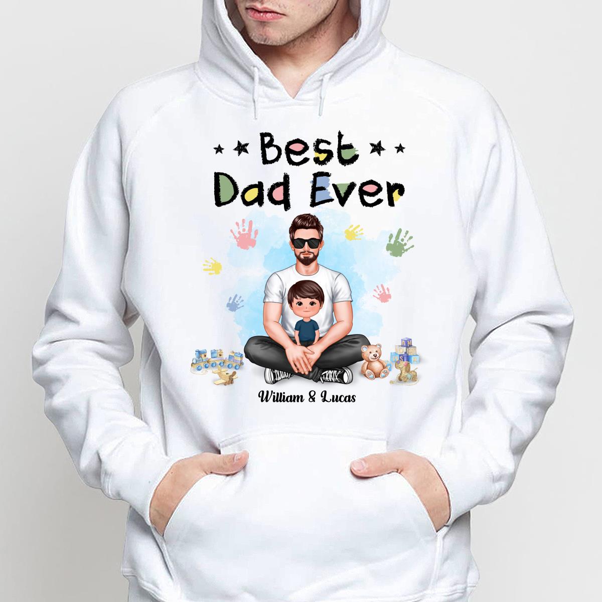 Dad Son Daughter Crayon Text Best Dad Ever Personalized Shirt
