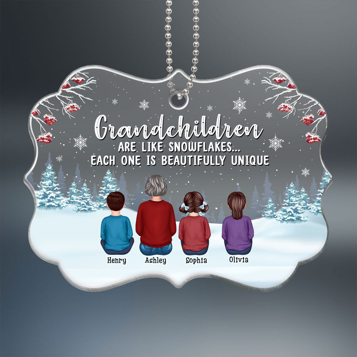 Grandchildren Are Like Snowflake Grandma Personalized Acrylic Ornament