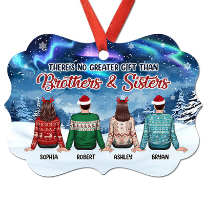 The Greater Gift Brothers Sisters Siblings Back View Personalized Christmas Ornament