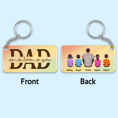 Best Dad Ever Back View Man Kids Dog Cat Personalized Acrylic Keychain