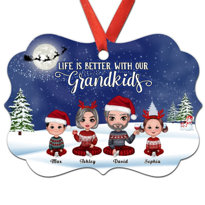 Doll Grandparents Sitting With Grandkids Personalized Christmas Ornament