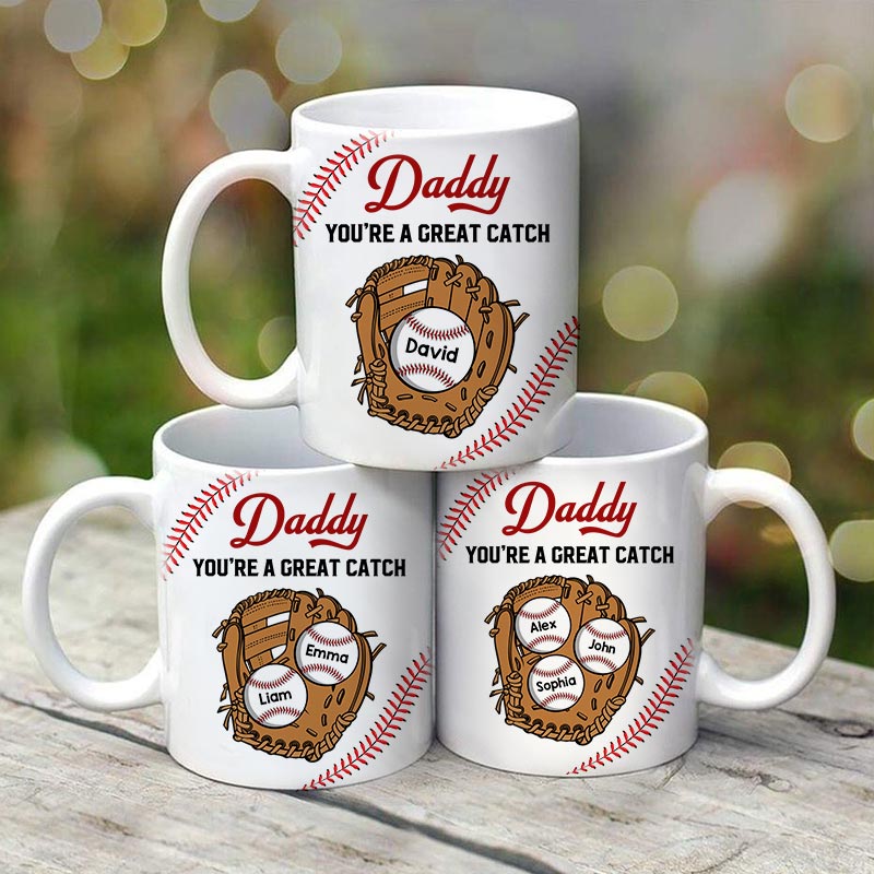 Baseball Daddy You‘re A Great Catch Gift For Dad Family Personalized Mug