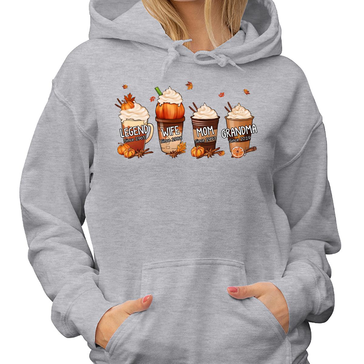 Pumpkin Spice Latte Legend Wife Mom Grandma Personalized Shirt