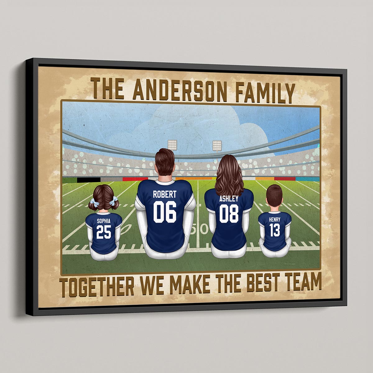 American Football Family Together We Make The Best Team Personalized Poster, Gift For Dad, For Grandpa, For Husband