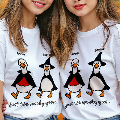 Halloween Funny Cute Spooky Goose Besties Personalized Shirt, Group Shirt For Besties