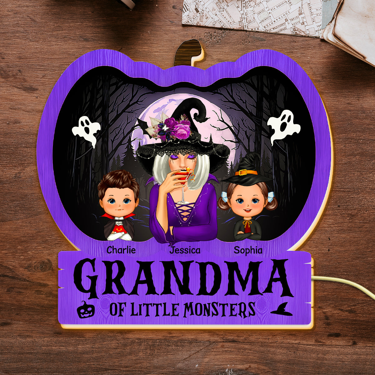 Halloween Grandma Witch Personalized Light Box