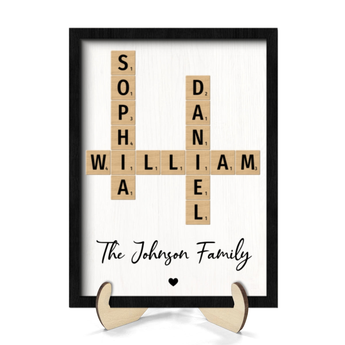 Family Crossword Art - Created In A Moment, Treasured Forever - Personalized 2-Layered Wooden Plaque
